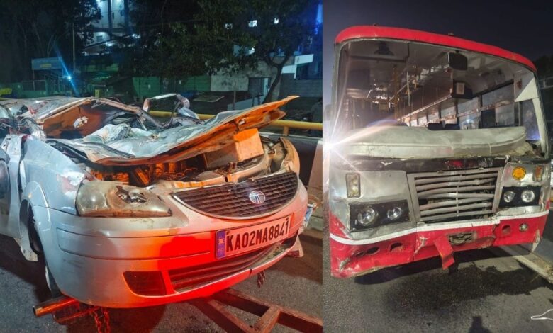 Five killed in KSRTC bus–car crash near Nelamangala