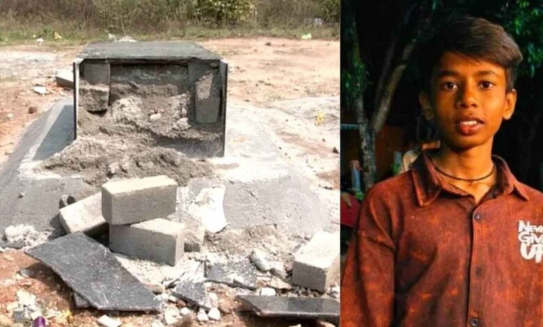 Minor held for vandalising grave of murdered SSLC student in Shivamogga