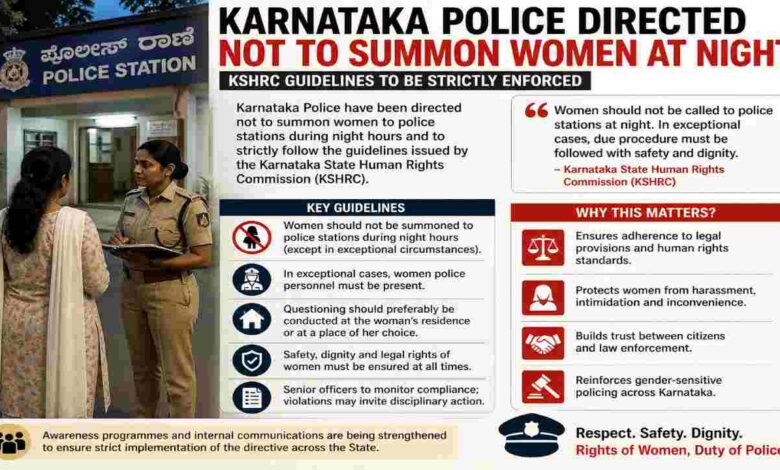 Karnataka police told not to call women to stations at night; KSHRC norms enforced