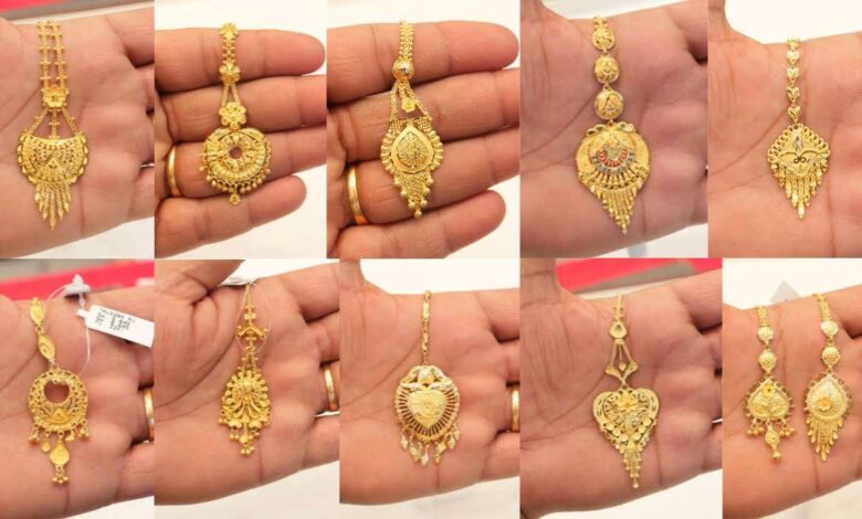 Lightweight Gold Mang Tikka Designs in 14 Carat Gold Offer Stylish and Affordable Bridal Jewellery Options