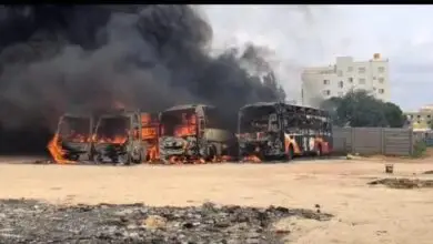 Four Private Buses Destroyed in Massive Fire at Chandapura Parking Lot Near Bengaluru