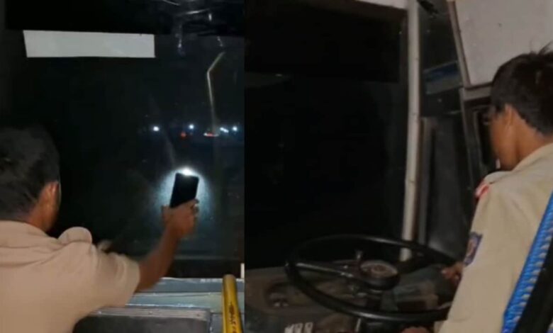 KSRTC Bus Driven with Mobile Flashlight After Headlights Fail in Karnataka