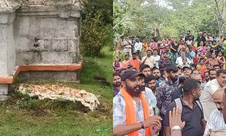 Protests Erupt in Madikeri After Grave Like Structure Found Inside Temple Premises