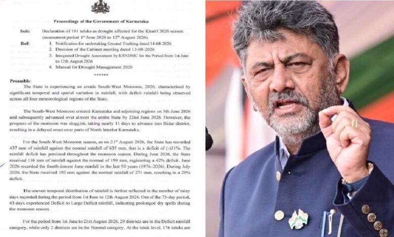 Karnataka Declares 101 Taluks as Drought-Hit: Issued Official Order