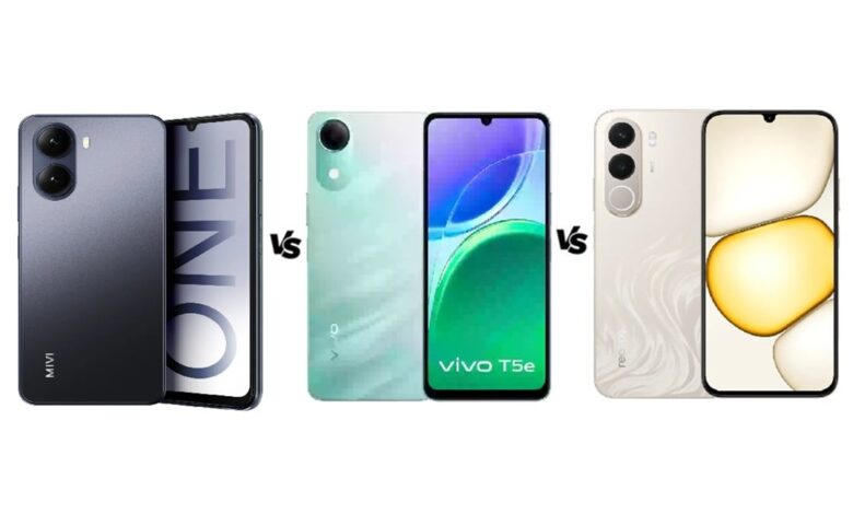 MIVI One 5G vs Vivo T5e vs Realme C100x