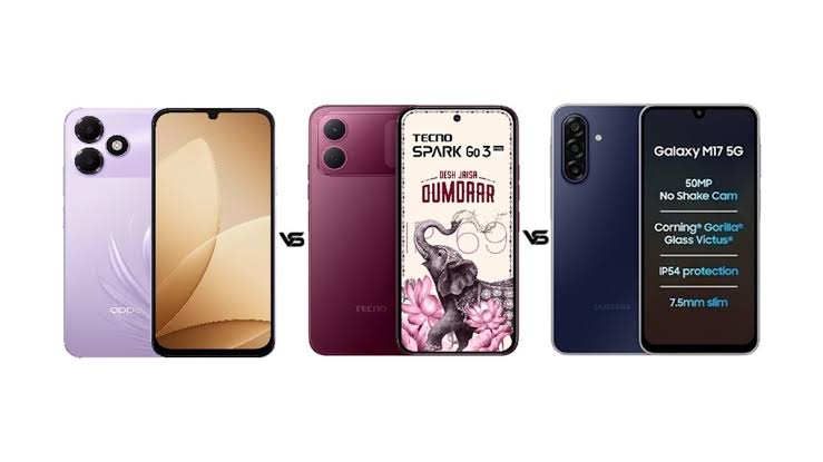 Oppo K14 Lite vs Tecno Spark Go 3 Pro vs Samsung Galaxy M17 5G