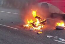 Scooter Catches Fire After Lorry Collision; Rider Dies on the Spot