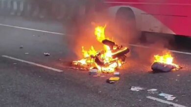 Scooter Catches Fire After Lorry Collision; Rider Dies on the Spot