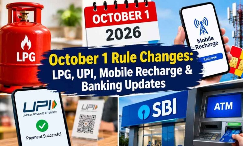 October 1 Rule Changes: LPG, UPI, Mobile Recharge & Banking Updates