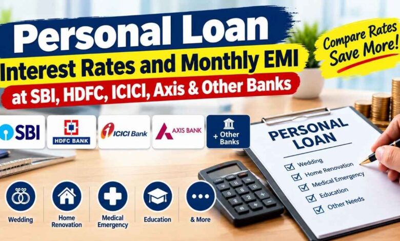 Personal Loan Interest Rates and Monthly EMI at SBI, HDFC, ICICI, Axis & Other Banks