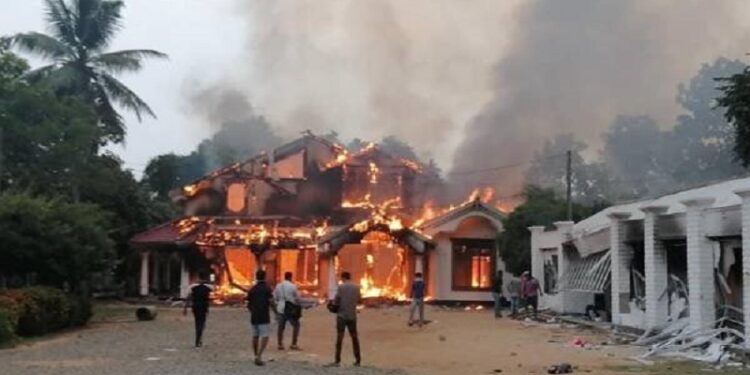 Sri Lanka Rajapaksa family home burnt down amid clashes kills 5, including MP