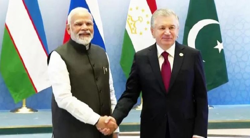 PM Narendra Modi Welcomed By Uzbekistan President as attending 22nd SCO summit