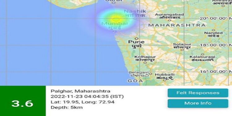 Earthquake of 3.6 magnitude hits Nashik
