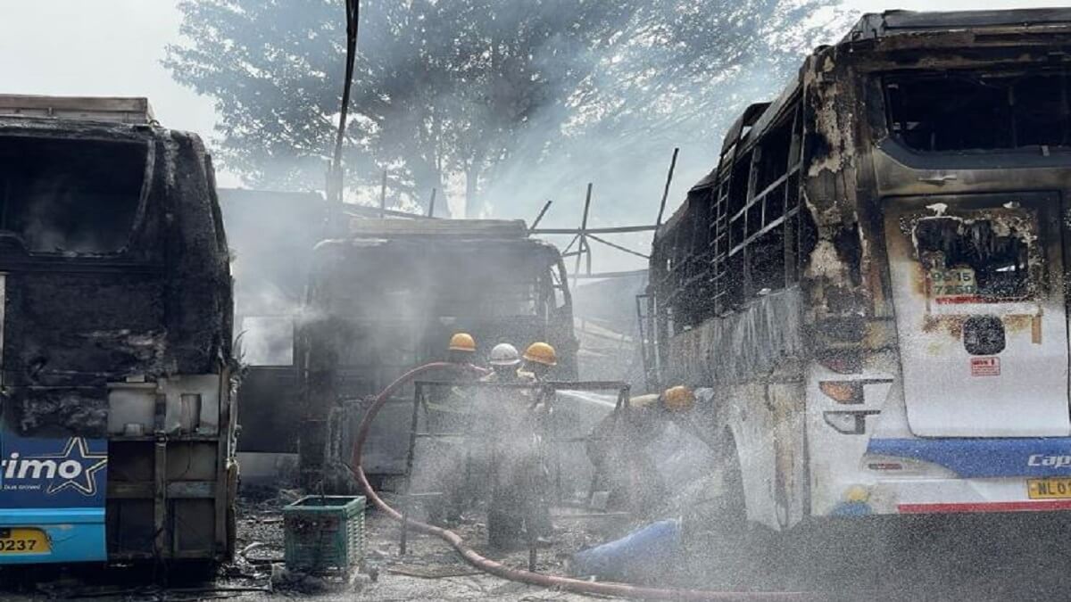 Massive fire breaks in Bengaluru bus depot, over 30 buses burn