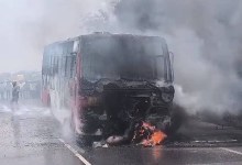 Youth burnt alive after bus-bike collision near sindagi toll gate in Vijayapura