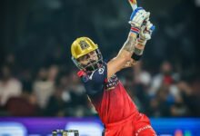 Virat Kohli playing a shot during IPL match after reaching 800 fours milestone for RCB