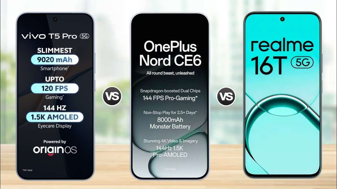 Realme 16T 5G Faces Tough Competition From OnePlus Nord CE 6 and Vivo T5 Pro 5G