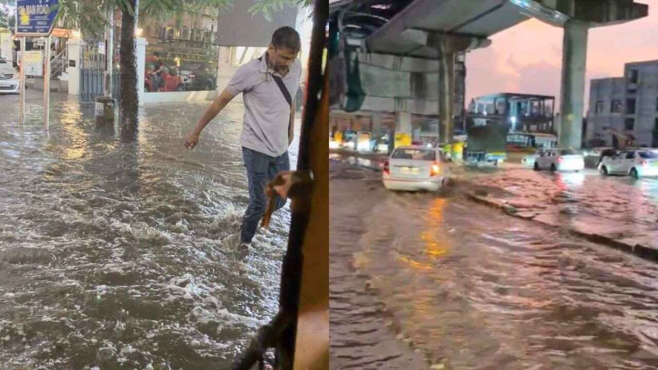 Heavy Rain Floods Bengaluru Roads, Flight Delayed from Landing at Airport