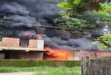 Massive Fire at Adi Udupi Market, Destroys Fruit storage warehouse