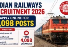 Indian Railways Recruitment 2026: Apply Online for 4,098 Posts