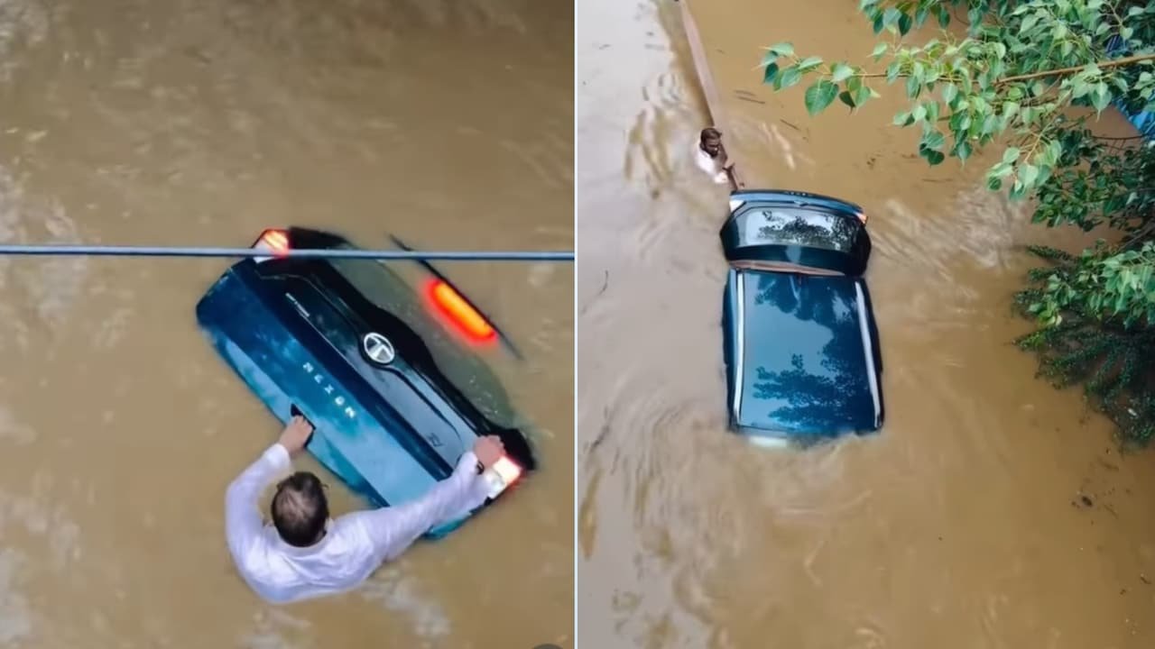 Man’s Effort to Save His Car During Flood Goes Viral
